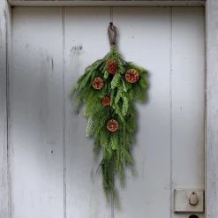 27" Norfolk Spruce And Juniper Artificial Christmas Teardrop Swag, Unlit