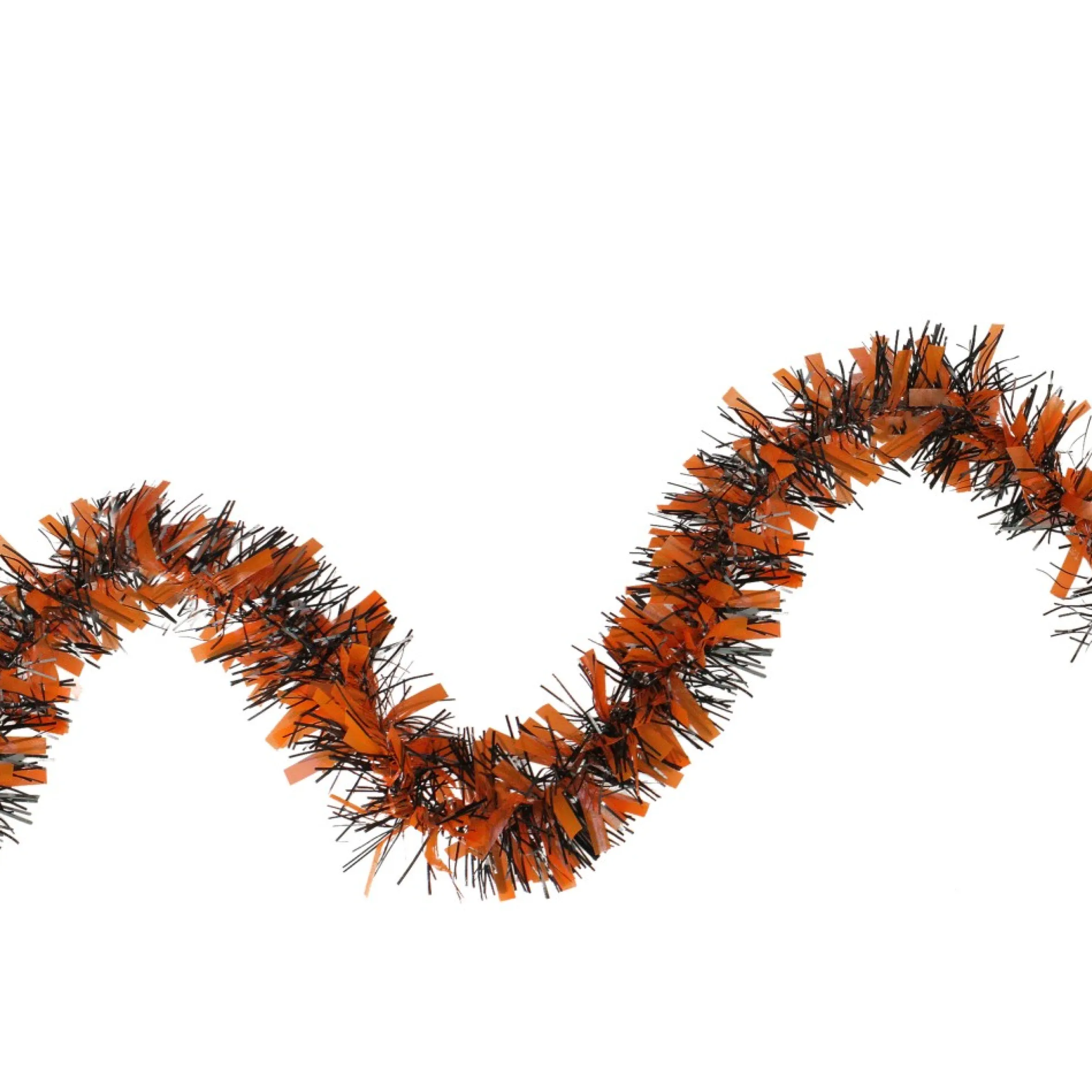 50' Orange And Black Halloween Tinsel Garland - Unlit