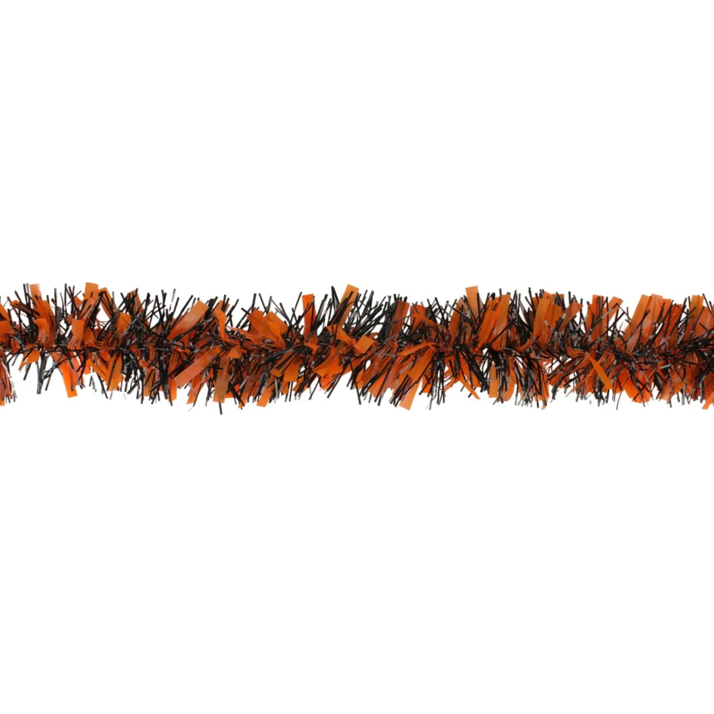 50' Orange And Black Halloween Tinsel Garland - Unlit