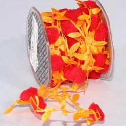 Orange Leaves With Pom Pom Party Garland 0.75" X 22 Yards