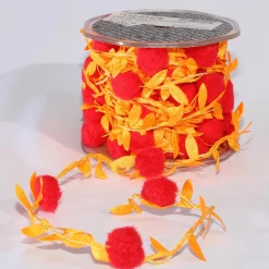Orange Leaves With Pom Pom Party Garland 0.75" X 22 Yards