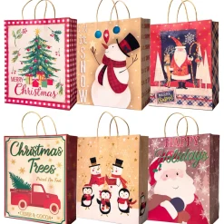 Pack Of 12 Assorted Large Christmas Gift Bags With Handle
