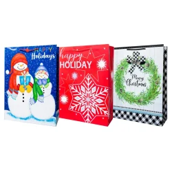 Pack Of 3 Assorted Large Christmas Gift Bags With Handle