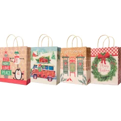 Pack Of 12 Assorted Medium Christmas Gift Bags With Handle