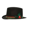 Pack Of 12 Black Felt With Plaid Band And Holly Christmas Caroler Hat