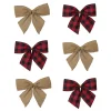 Pack Of 6 Buffalo Plaid And Burlap 2 Loop Christmas Bow Decorations 5.5"
