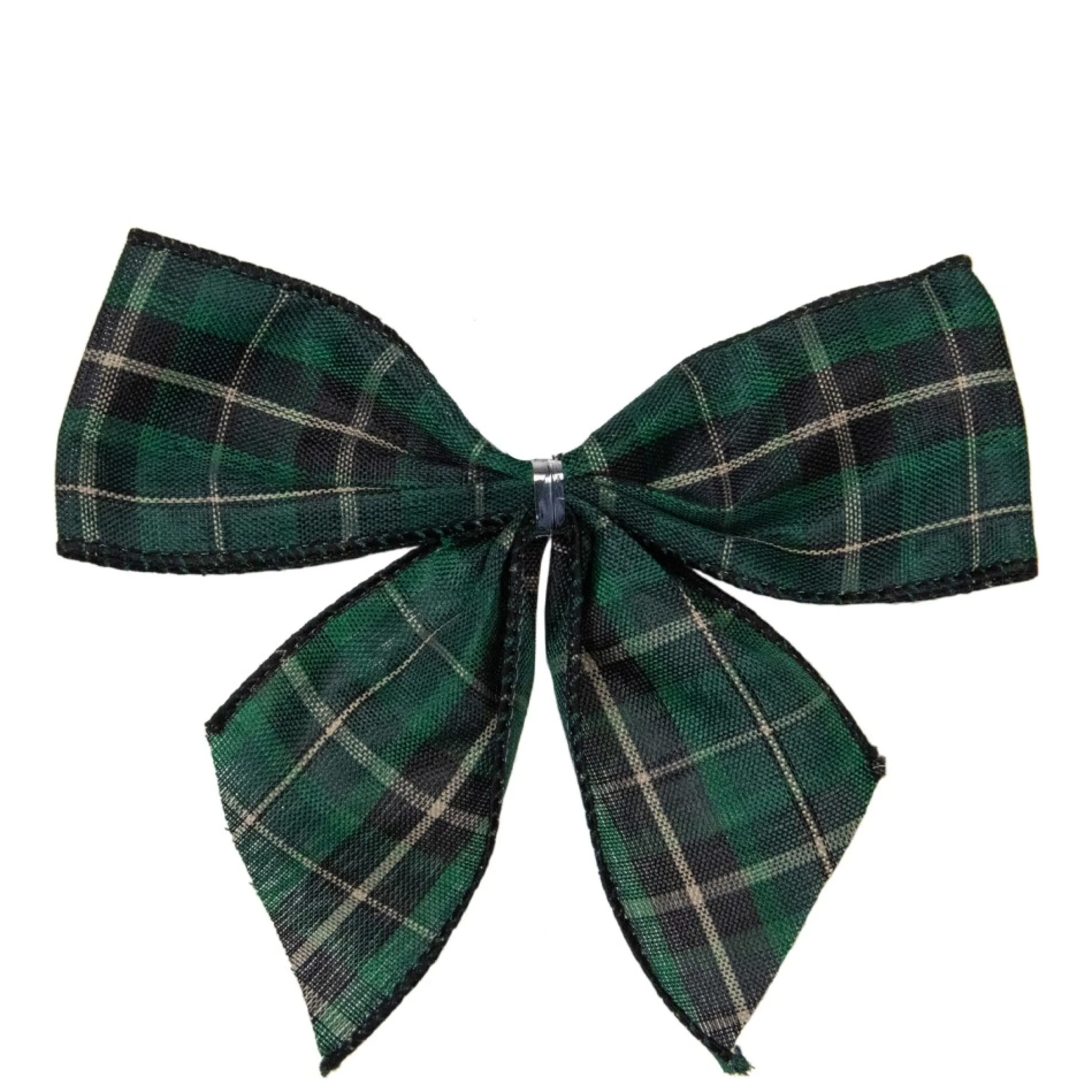 Pack Of 6 Green And Black 2 Loop Christmas Bow Decorations 5.5"