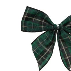 Pack Of 6 Green And Black 2 Loop Christmas Bow Decorations 5.5