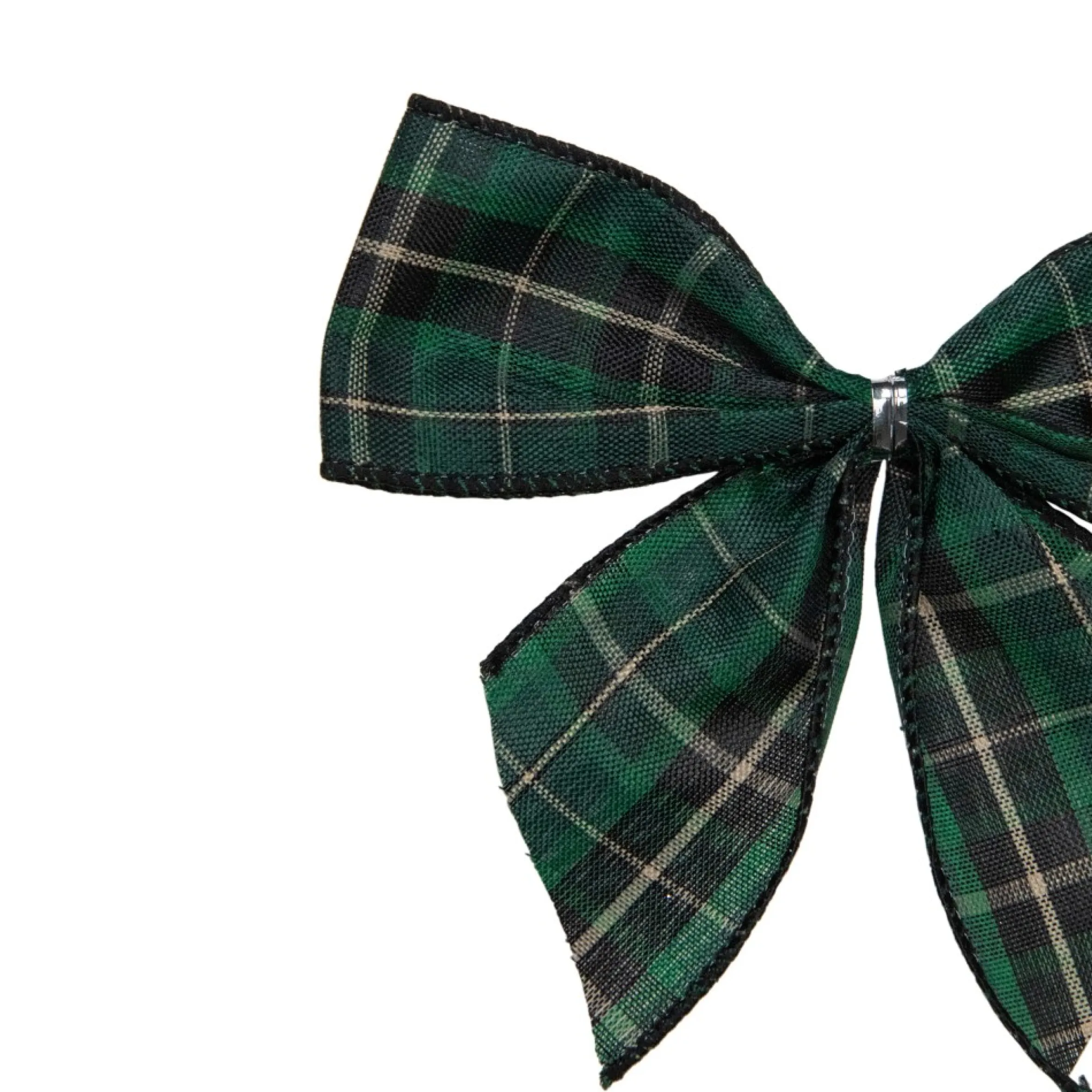 Pack Of 6 Green And Black 2 Loop Christmas Bow Decorations 5.5"