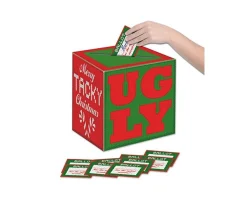 Pack Of 6 Green And Red 'Ugly' Sweater Christmas Ballot Boxes 9"