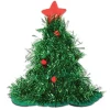 Pack Of 12 Green Tinsel Christmas Tree Hats Costume Accessories