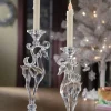 Pack Of 4 Icy Crystal Decorative Christmas Deer Taper Candle Holders 12.8"