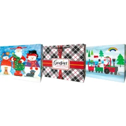 Pack Of 3 Large Assorted Christmas Gift Bags With Rope Handle