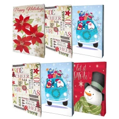 Pack Of 6 Large Christmas Holiday Gift Box Assortment