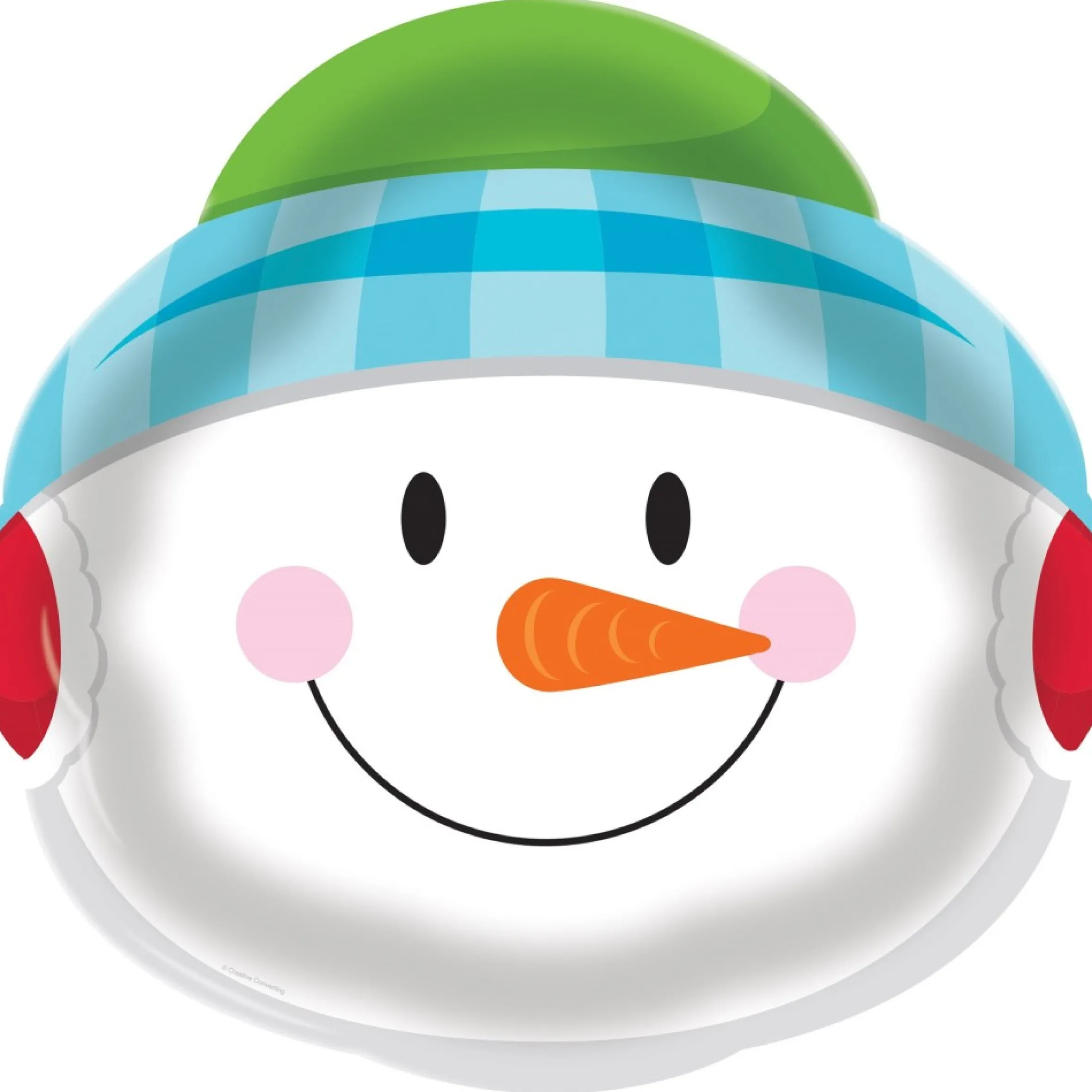 Pack Of 12 Multicolored Snowman Face Printed Disposable Plastic Tray 14"