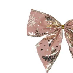 Pack Of 6 Pink And Gold Snowflakes 2 Loop Christmas Bow Decorations 5.5