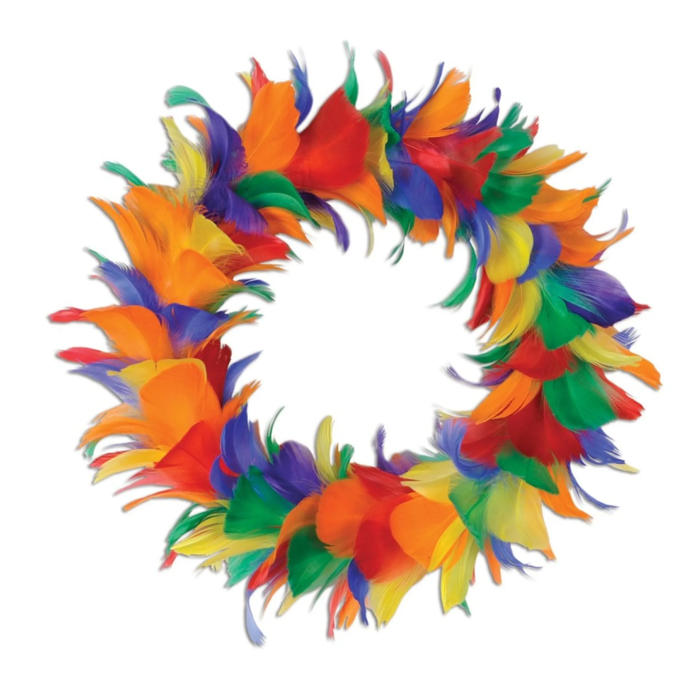 Pack Of 6 Rainbow Colored Decorative Feather Wreath 8"