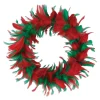 Pack Of 6 Red And Green Christmas Decorative Party Feather Wreath 12"