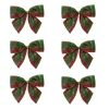 Pack Of 6 Red And Green Plaid 2 Loop Christmas Bow Decorations 5.5"