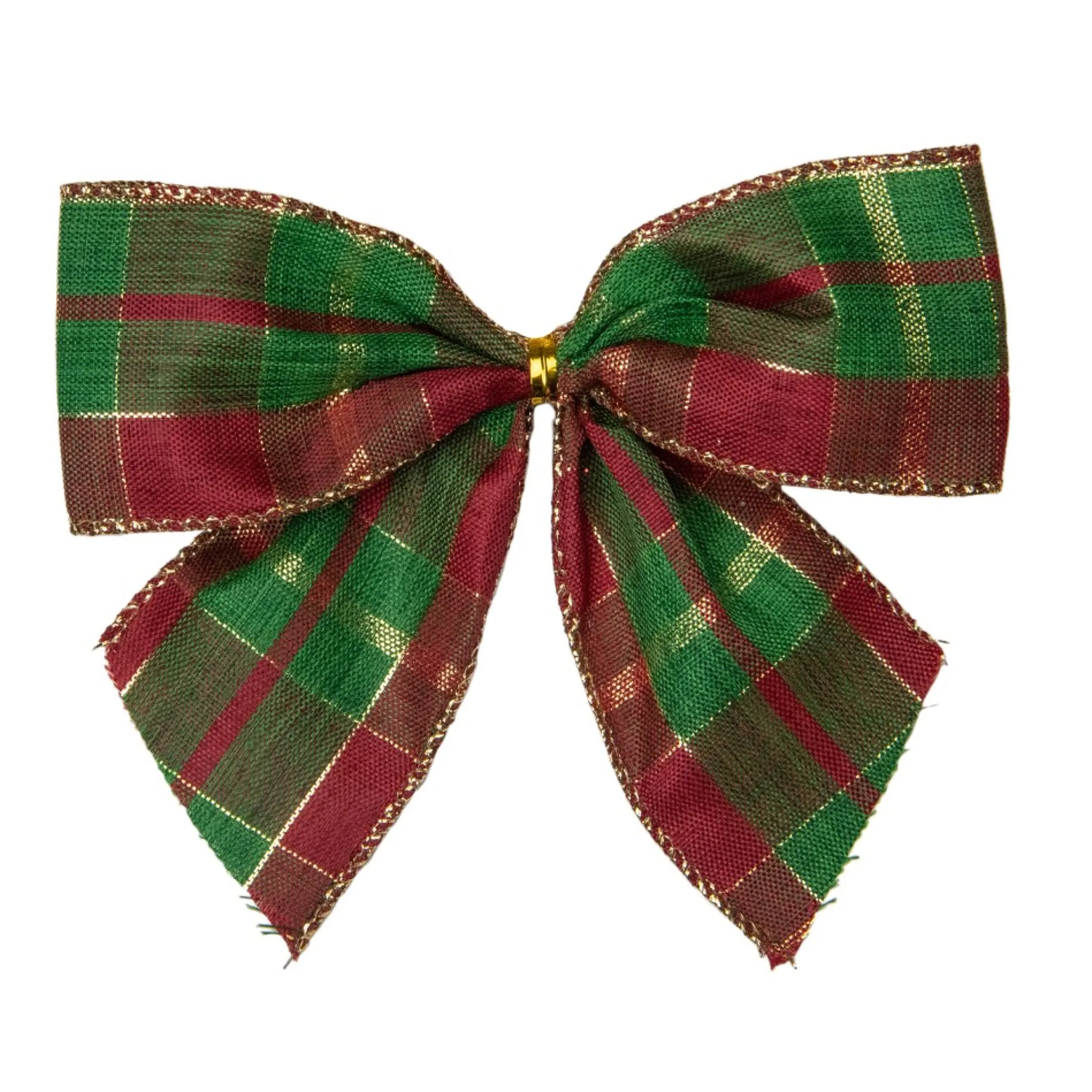 Pack Of 6 Red And Green Plaid 2 Loop Christmas Bow Decorations 5.5"