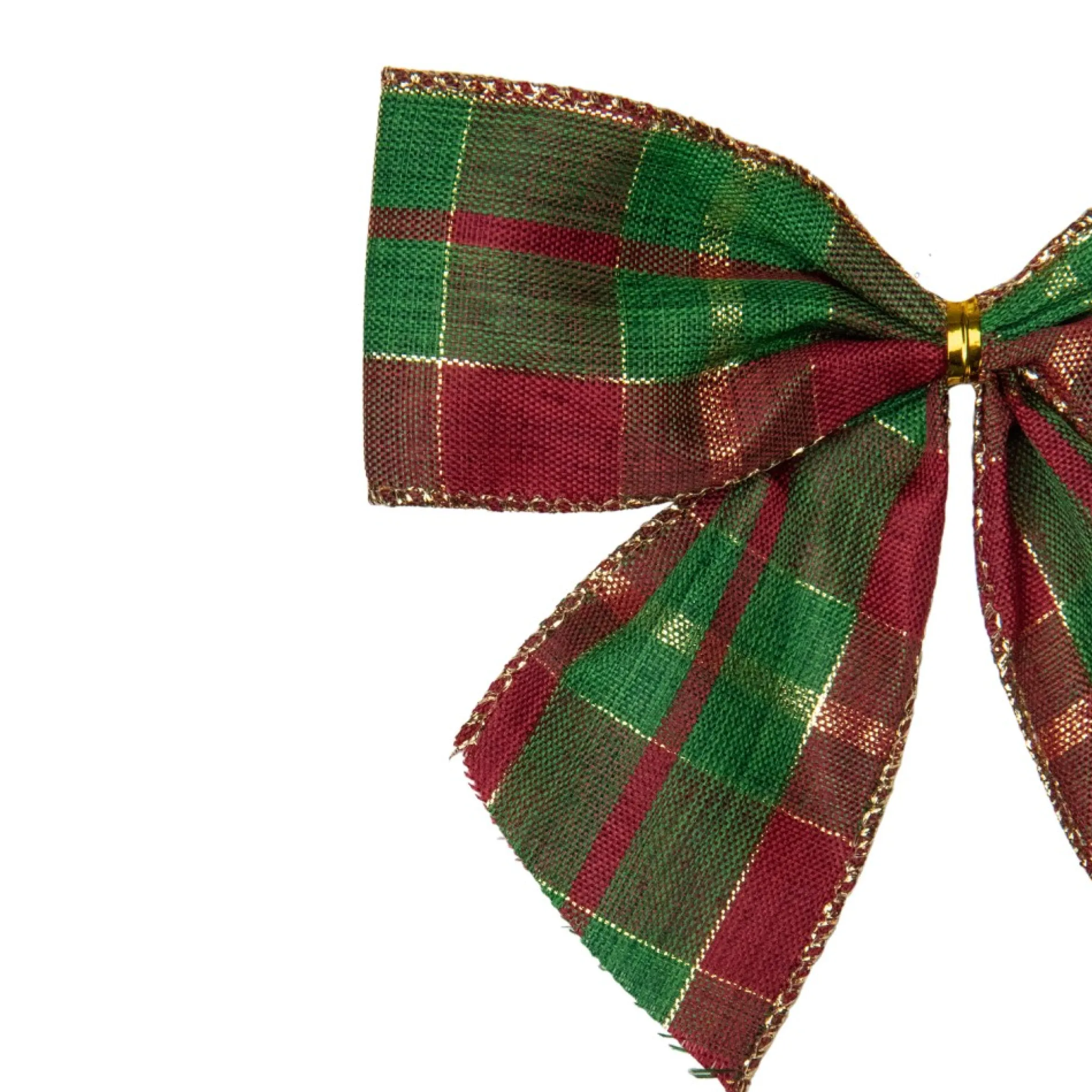 Pack Of 6 Red And Green Plaid 2 Loop Christmas Bow Decorations 5.5"