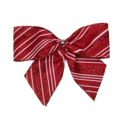 Pack Of 6 Red And White Striped 2 Loop Christmas Bow Decorations 5.5