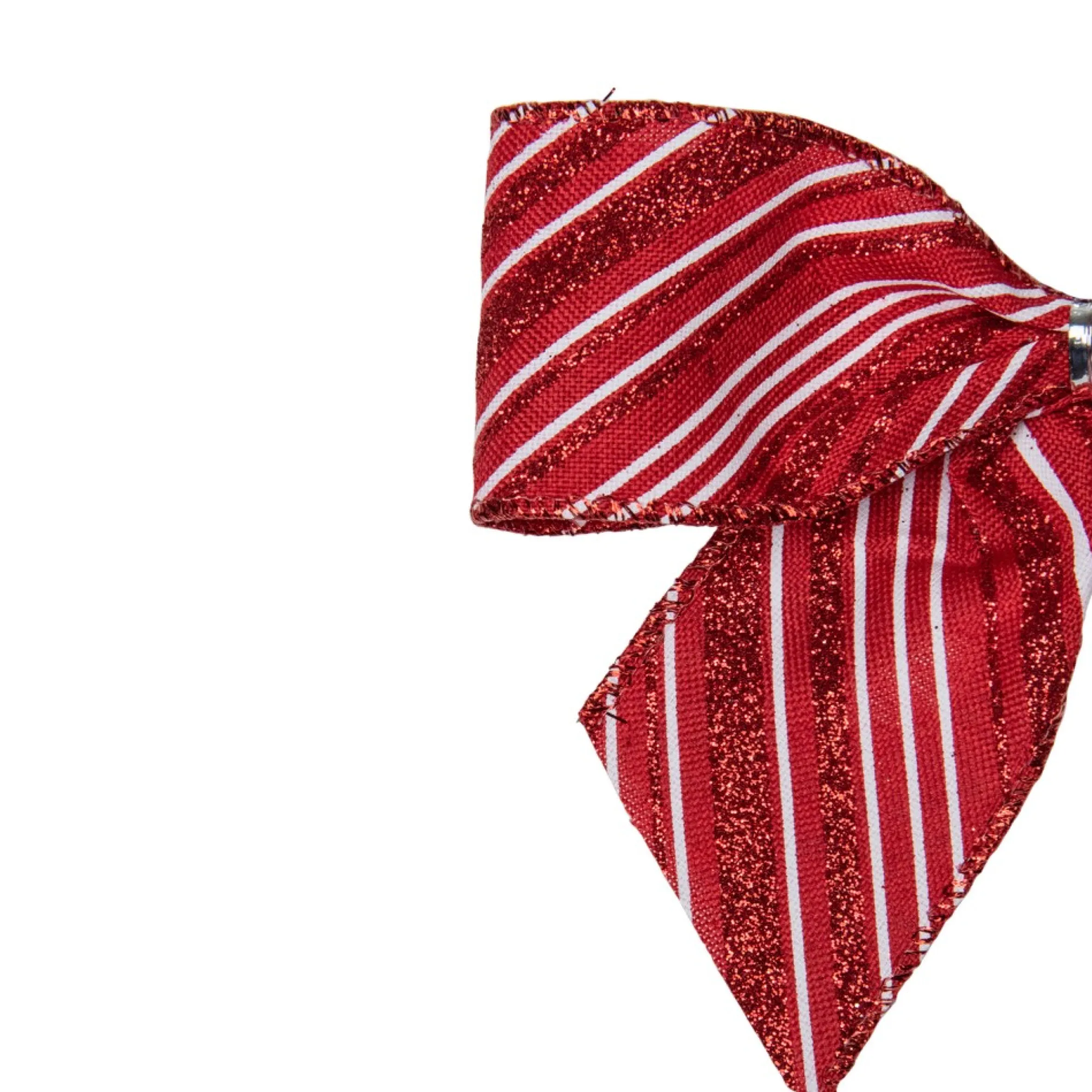 Pack Of 6 Red And White Striped 2 Loop Christmas Bow Decorations 5.5"