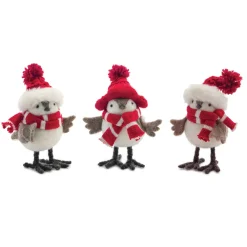 Pack Of 12 Red And White Winter Bird Decoration 6"
