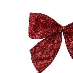 Pack Of 6 Red Glittered 2 Loop Christmas Bow Decorations 5.5