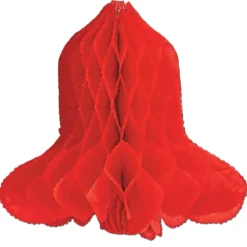 Pack Of 12 Red Tissue Bell Hanging Christmas Decorations 20"