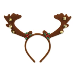 Pack Of 12 Reindeer Antler With Bells Christmas Bopper Headbands Costume Accessories