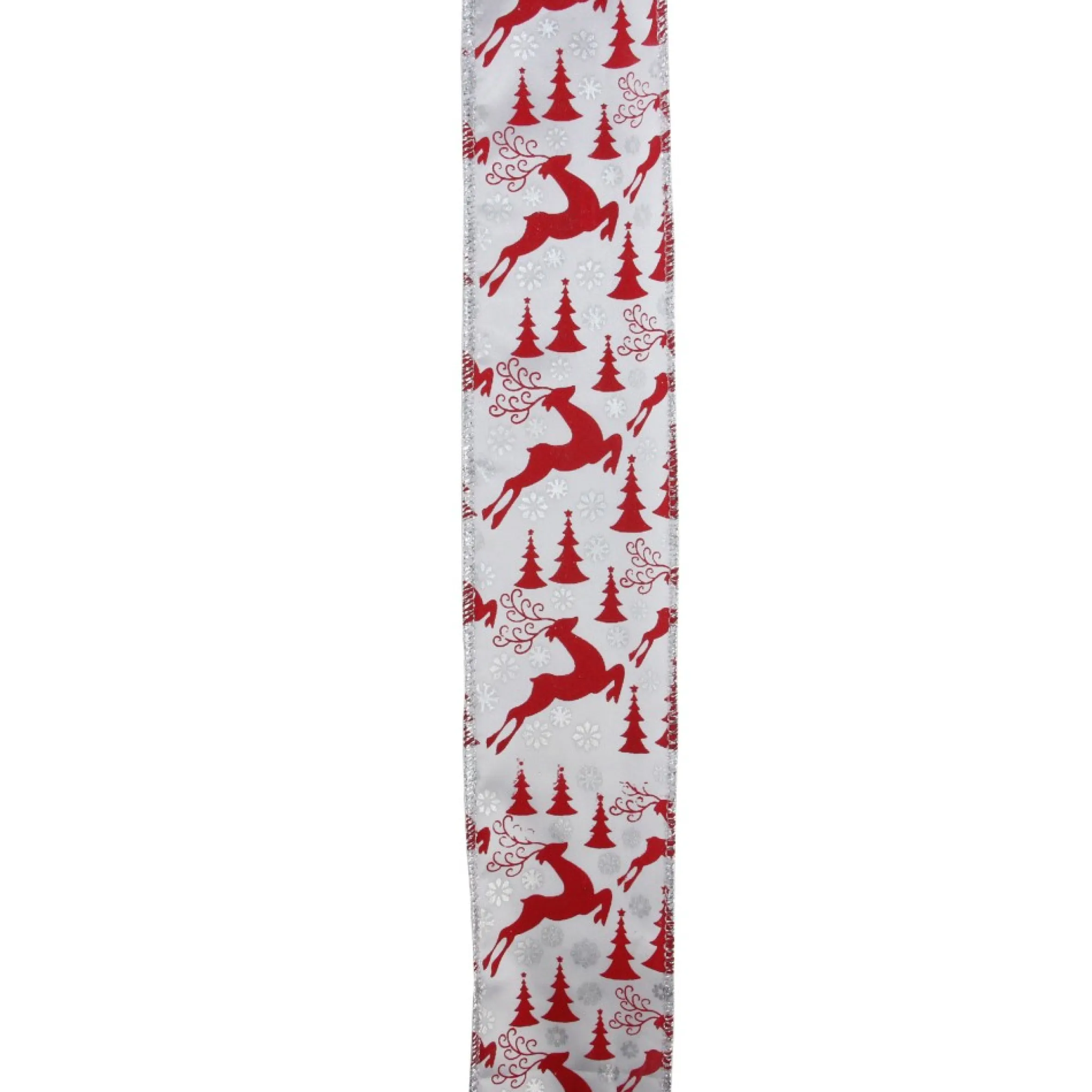 Pack Of 12 Silver And Red Flying Reindeer Christmas Wired Craft Ribbon Spools - 2.5" X 120 Yards