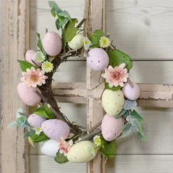 Pastel Easter Egg Mini Spring Easter Wreath, Pink And Yellow 8-Inch