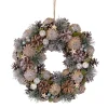 Pastel Pink Pine Cones And Stars Glittered Artificial Christmas Wreath, 13-Inch, Unlit