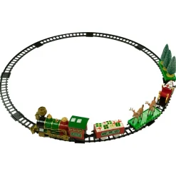 22Pc Battery Operated Lighted And Animated Christmas Train Set With Working Smokestack