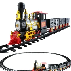 20Pc Black And Red Battery Operated Classic Train Set 12