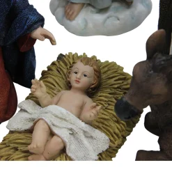 11Pc Blue And Red Christmas Nativity Figurine Set 12.25"