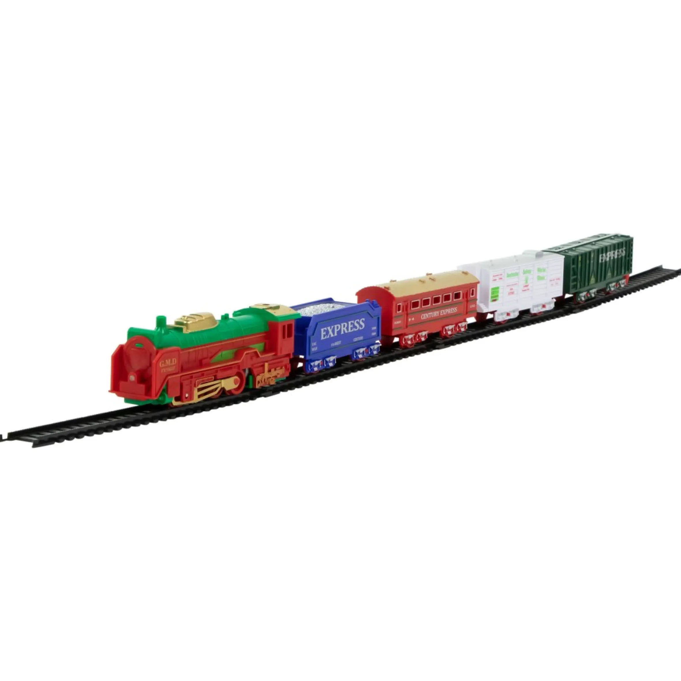 21 Pc Green And Red Battery Operated Lighted And Animated Classic Train Set