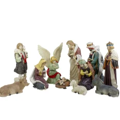 11Pc Ivory And Brown Christmas Religious Nativity Figurine Set 18"