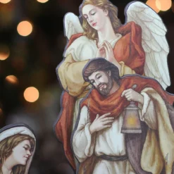 8Pc Orange And Brown Nativity Die Cut Figures With Base Christmas Decoration 24