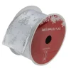 Pearl White And Silver Glitter Trees Wired Christmas Craft Ribbon 2.5 X 10 Yards