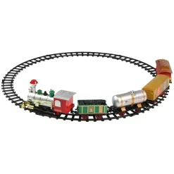17-Piece Battery Operated Lighted And Animated Christmas Express Train Set With Sound