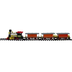 20-Piece Battery Operated Red And Orange Animated Classic Christmas Train Set With Sound