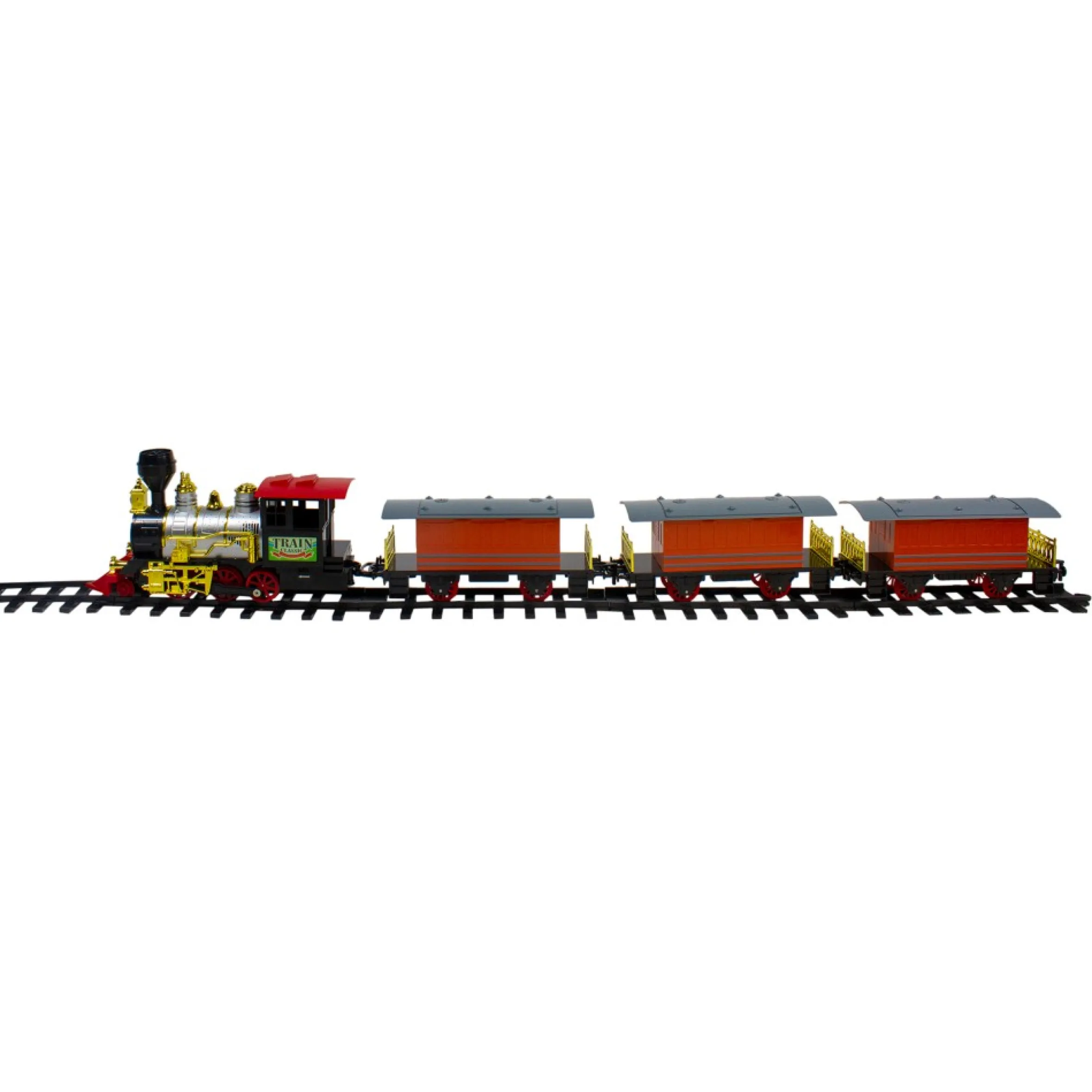 20-Piece Battery Operated Red And Orange Animated Classic Christmas Train Set With Sound