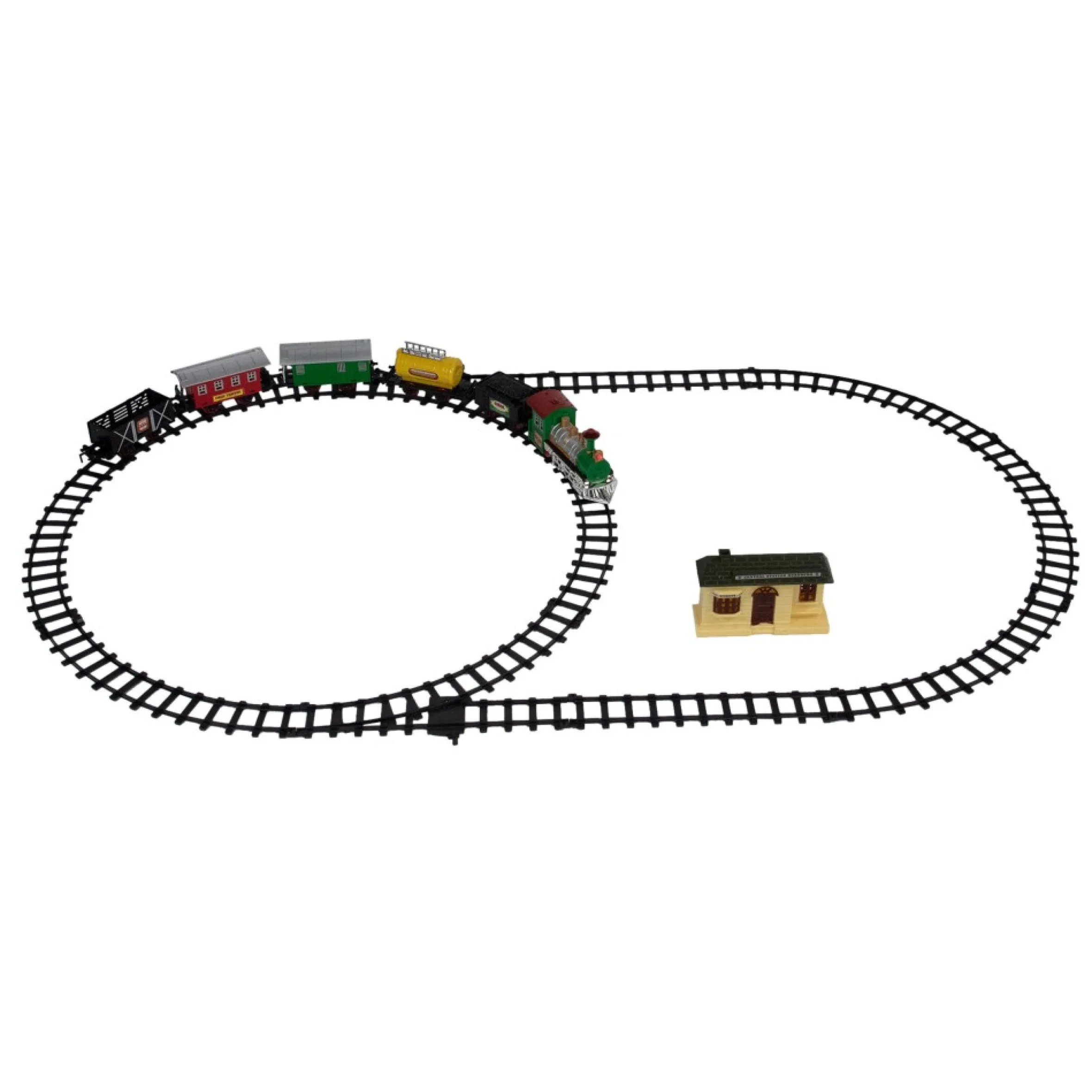 18-Piece Black And Green Battery Operated Animated Classic Model Train Set