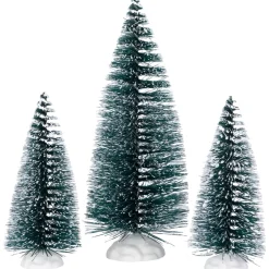 9-Piece Bottle Brush Pine Christmas Village Trees