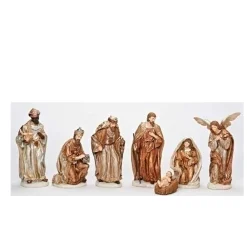 7-Piece Brown Religious Christmas Nativity Figurine Set 12"