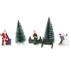 7-Piece Christmas Village Figurine And Tree Display Set