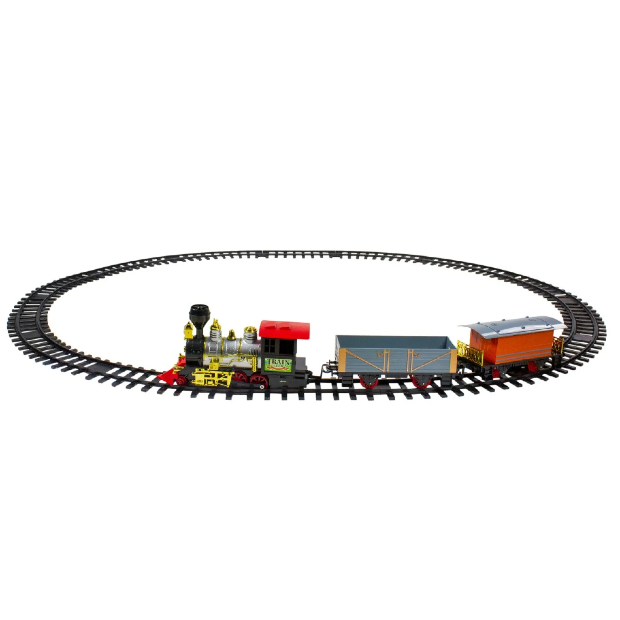 17-Piece Lighted And Animated Gold And Red Classic Model Train Set With Sound
