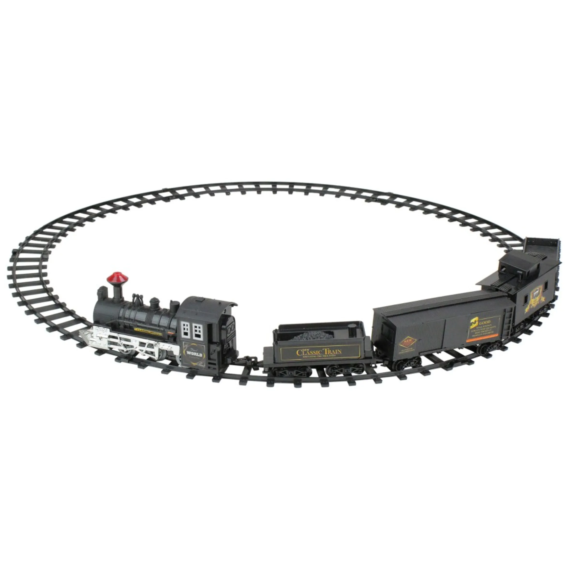 15-Piece Pre-Lit Gray Battery Operated And Animated Classic Train Set With Sound 8.75"